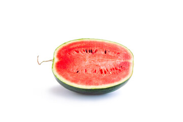 Watermelon fruit sliced half  isolated on white background, Organic fruit, Ripe watermelon