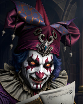 Portrait of a demon Jester. Generative Artificial Intelligence