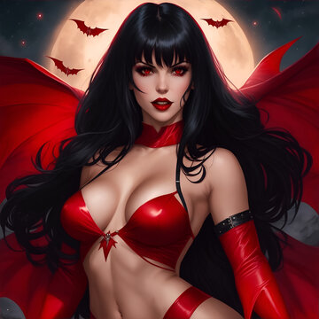 Portriat of pretty Vampirella. Generative Artificial Intelligence