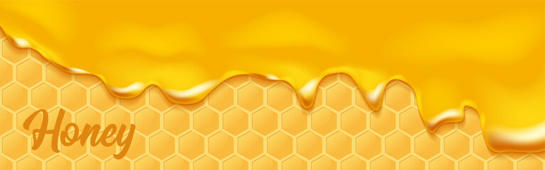 Background with honeycombs and honey.