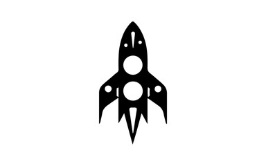 rocket shape isolated illustration with black and white style for template.