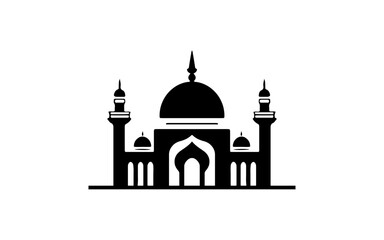 Fototapeta na wymiar Mosque shape isolated illustration with black and white style for template.