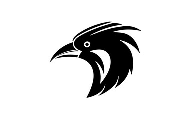 Bird head shape isolated illustration with black and white style for template.