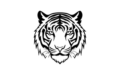 Head of tiger shape isolated illustration with black and white style for template.