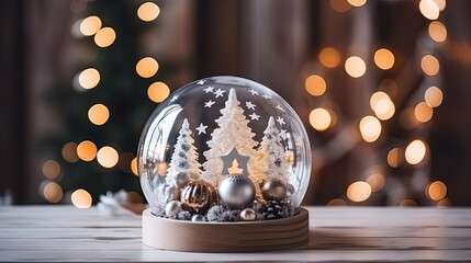 Christmas decor in the living room on a wooden table