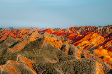 Fantastic View of Rainbow Mountains Geological Park.