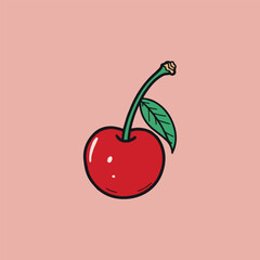 Vector monochrome illustration of cherry logo