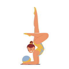 Graceful Young Girl Gymnast Character Captivates As She Effortlessly Twirls And Balances With A Ball Vector Illustration