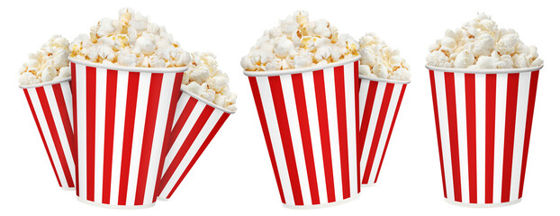 Set of delicious popcorn carton cups, cut out
