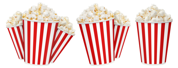 Set of delicious popcorn carton cups, cut out
