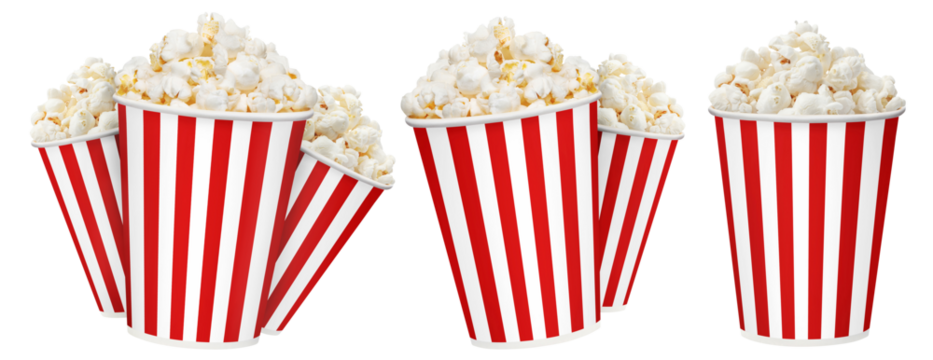 Set of delicious popcorn carton cups, cut out