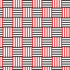 abstract monochrome black red bold repeatable seamless line pattern.