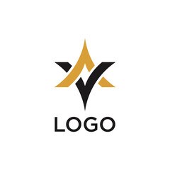 AV letter logo with abstract and simple design concept for brand identity - obrazy, fototapety, plakaty