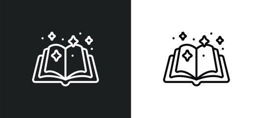 magic book line icon in white and black colors. magic book flat vector icon from magic book collection for web, mobile apps and ui.