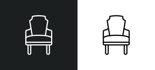 luxury armchair line icon in white and black colors. luxury armchair flat vector icon from luxury armchair collection for web, mobile apps and ui.
