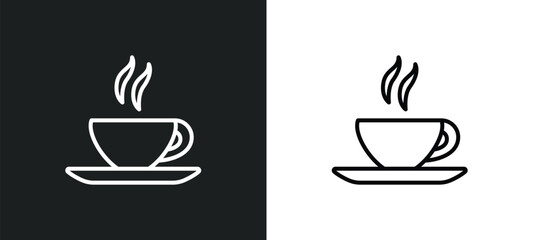 tea cup line icon in white and black colors. tea cup flat vector icon from tea cup collection for web, mobile apps and ui.