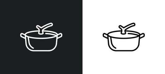 pot line icon in white and black colors. pot flat vector icon from pot collection for web, mobile apps and ui.