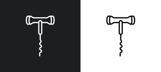 corkscrew line icon in white and black colors. corkscrew flat vector icon from corkscrew collection for web, mobile apps and ui.