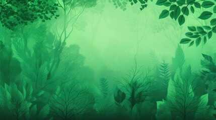 Fototapeta na wymiar A dense forest shrouded in green mist
