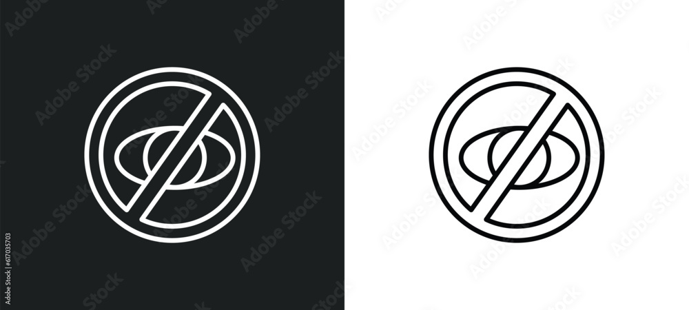 Poster hide line icon in white and black colors. hide flat vector icon from hide collection for web, mobile