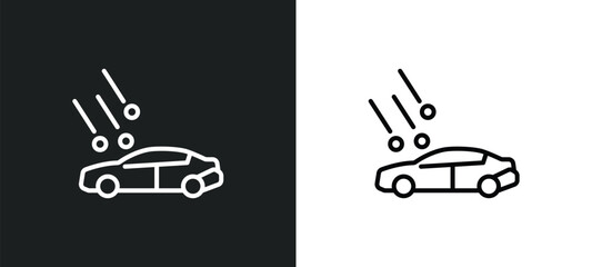 hail on the car line icon in white and black colors. hail on the car flat vector icon from hail on the car collection for web, mobile apps and ui.