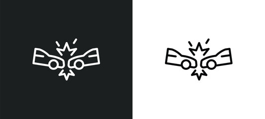 frontal crash line icon in white and black colors. frontal crash flat vector icon from frontal crash collection for web, mobile apps and ui.