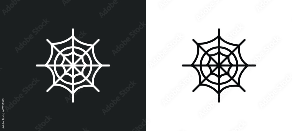 Poster cobweb line icon in white and black colors. cobweb flat vector icon from cobweb collection for web, 