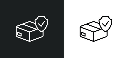cargo insurance line icon in white and black colors. cargo insurance flat vector icon from cargo insurance collection for web, mobile apps and ui.