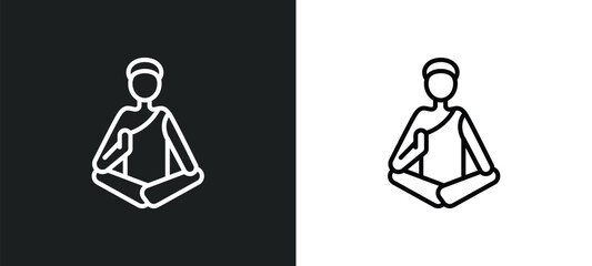 guru line icon in white and black colors. guru flat vector icon from guru collection for web, mobile apps and ui. - obrazy, fototapety, plakaty