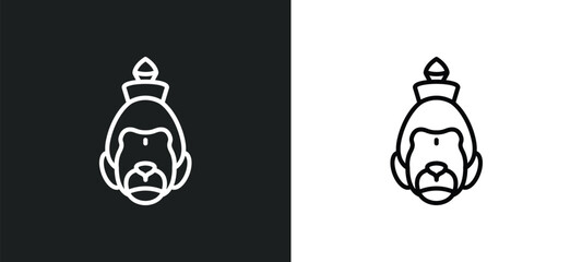hanuman line icon in white and black colors. hanuman flat vector icon from hanuman collection for web, mobile apps and ui. - obrazy, fototapety, plakaty