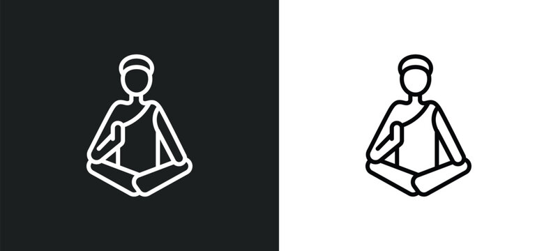 guru line icon in white and black colors. guru flat vector icon from guru collection for web, mobile apps and ui.