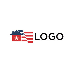 house logo with modern design concept and american flag graphic
