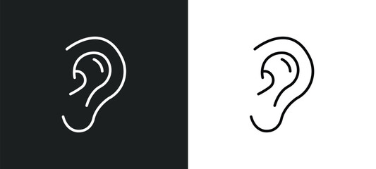 ear lobe side view line icon in white and black colors. ear lobe side view flat vector icon from ear lobe side view collection for web, mobile apps and ui.