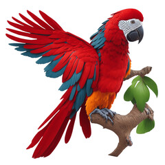 Fototapeta premium Red and blue macaw on transparent background (PNG)