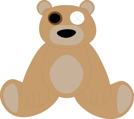 Obraz premium Teddy bear with a button eye, children's drawing 
