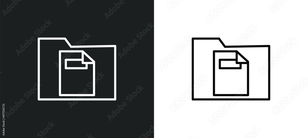 Poster single file line icon in white and black colors. single file flat vector icon from single file colle