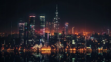 Fototapeta premium A view of the city lights at night