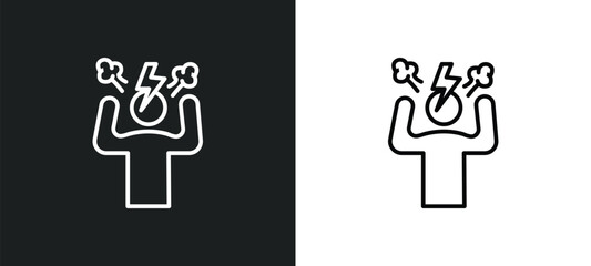 angry man line icon in white and black colors. angry man flat vector icon from angry man collection for web, mobile apps and ui.