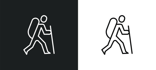 man in hike line icon in white and black colors. man in hike flat vector icon from man hike collection for web, mobile apps and ui.
