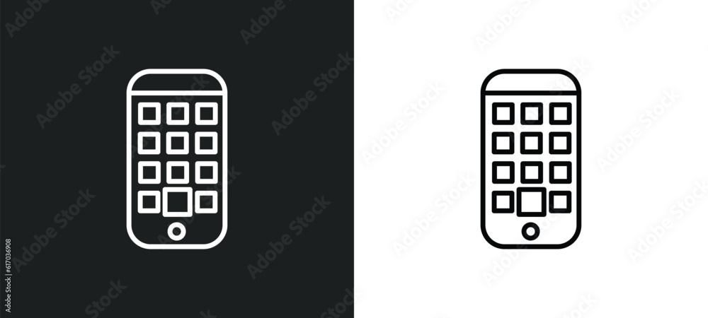 Poster application line icon in white and black colors. application flat vector icon from application colle