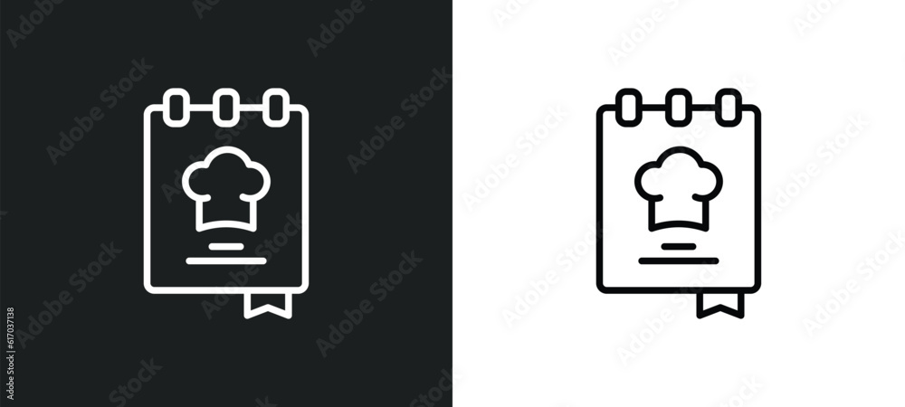 Poster cookbook line icon in white and black colors. cookbook flat vector icon from cookbook collection for