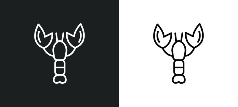 lobster line icon in white and black colors. lobster flat vector icon from lobster collection for web, mobile apps and ui.
