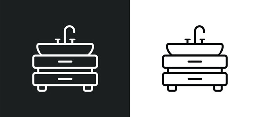 basin line icon in white and black colors. basin flat vector icon from basin collection for web, mobile apps and ui.