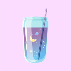 Bubble tea milky and fruity with a universe