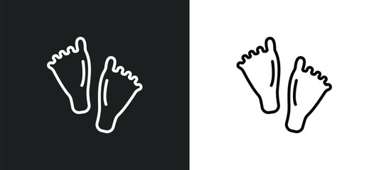 footprint line icon in white and black colors. footprint flat vector icon from footprint collection for web, mobile apps and ui.