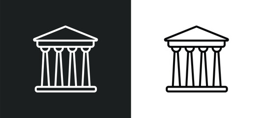pantheon line icon in white and black colors. pantheon flat vector icon from pantheon collection for web, mobile apps and ui.