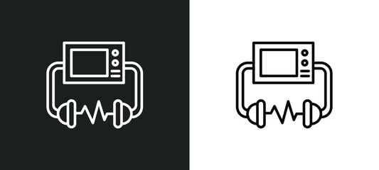 defibrillator line icon in white and black colors. defibrillator flat vector icon from defibrillator collection for web, mobile apps and ui.