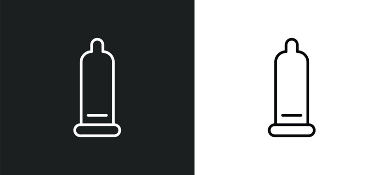 condom line icon in white and black colors. condom flat vector icon from condom collection for web, mobile apps and ui.