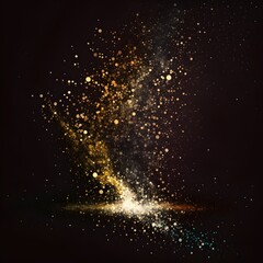 Fototapeta na wymiar sparkles falling down over a black backdrop bokah glitter 