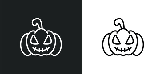 pumpkin lantern line icon in white and black colors. pumpkin lantern flat vector icon from pumpkin lantern collection for web, mobile apps and ui.